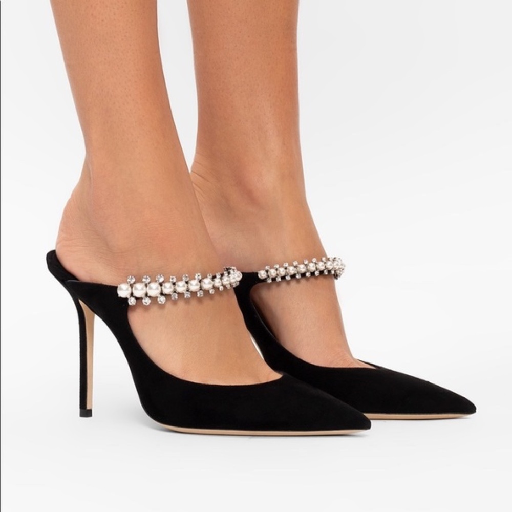 Jimmy Choo Bing 100 Embellished High Heel Mules